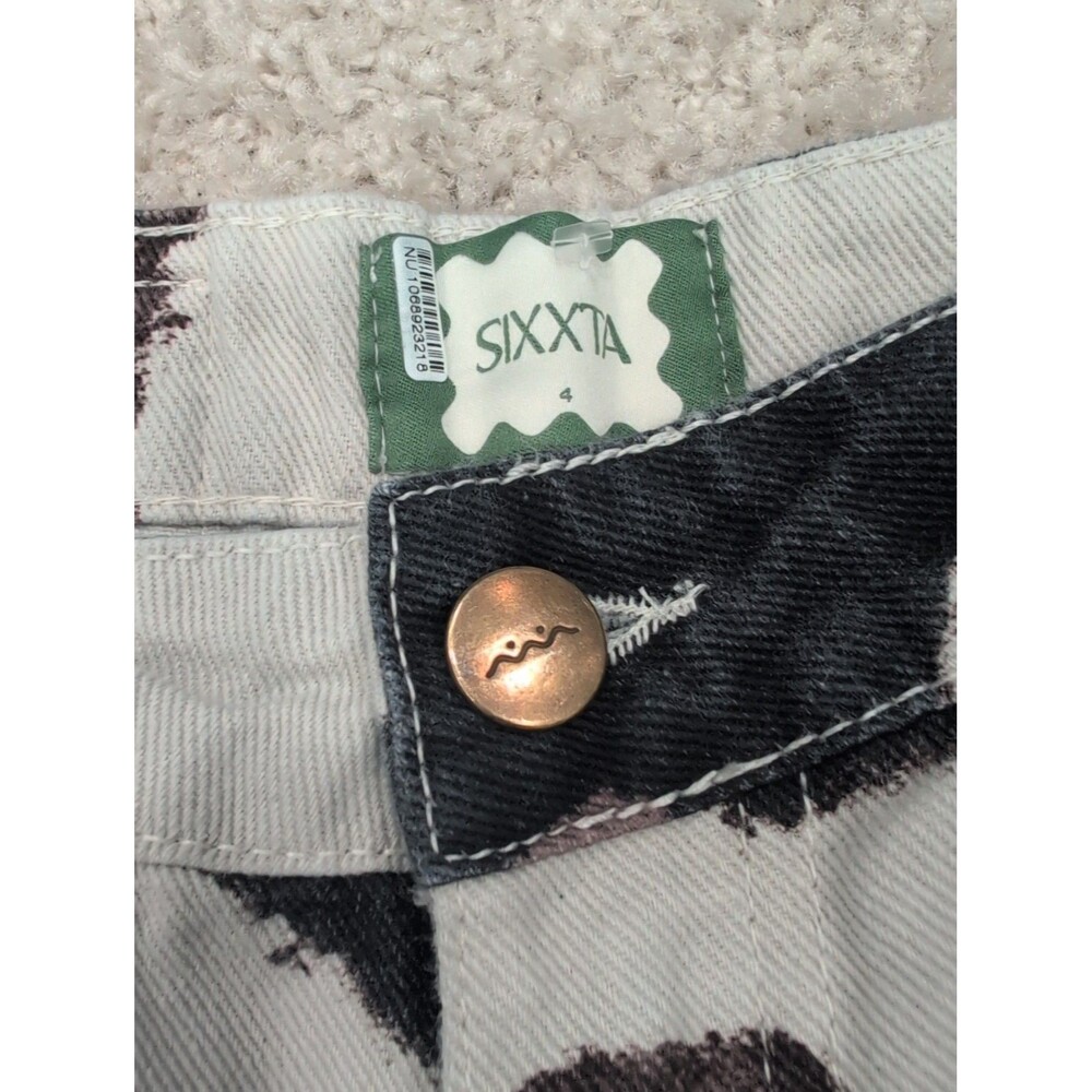 SIXXTA Fiesta Fun Maxi Wide Leg Cow Print Jeans Cowgirl Cowboy Camo Baggy Size 4 - Picture 2 of 14